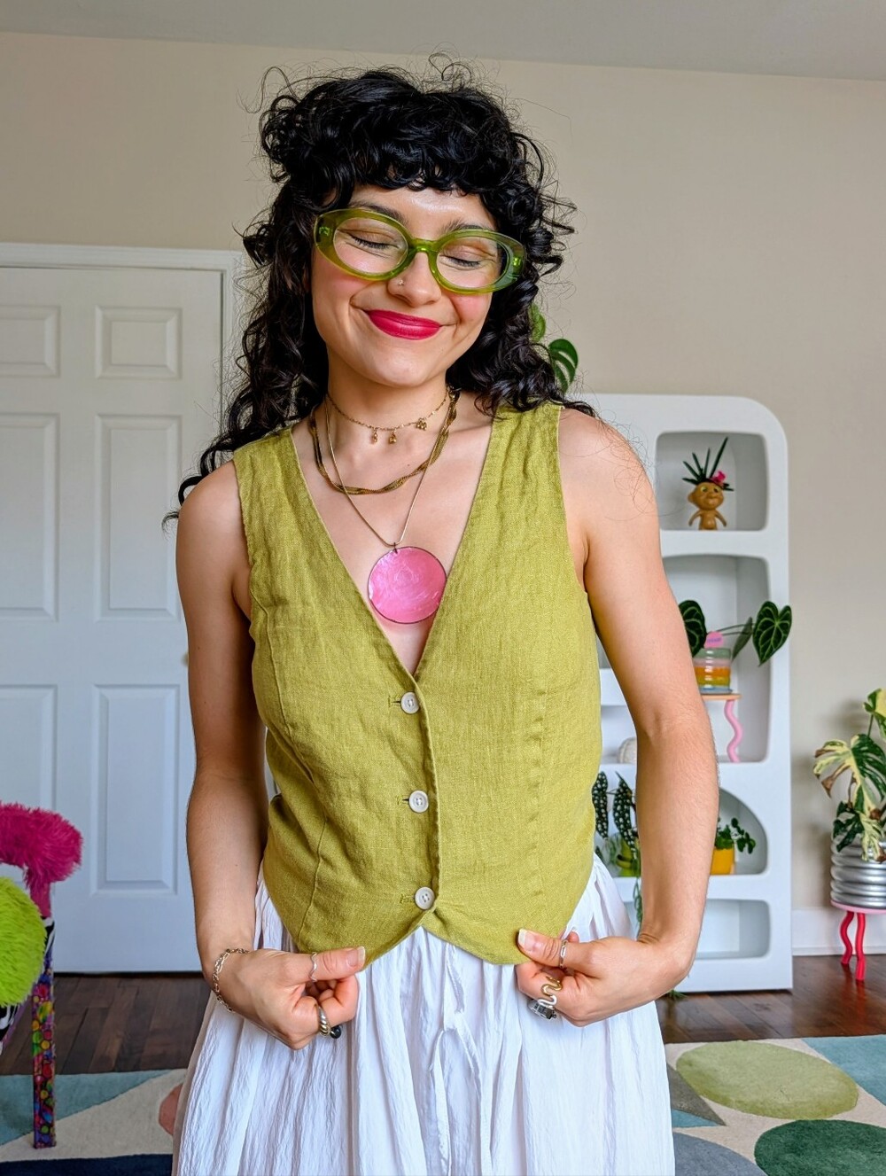 Madewell Linen Vest in Olive GreenSize 00